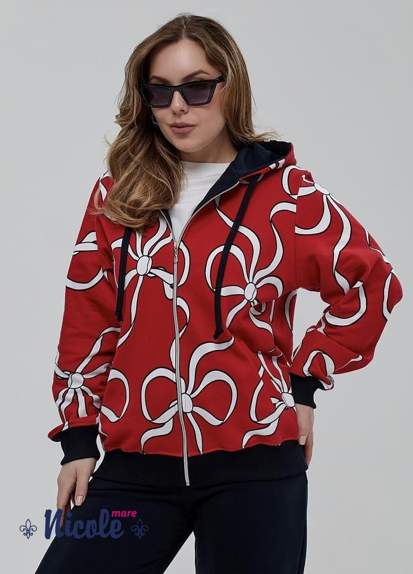 Костюм спортивный женский с капюшоном - 19/9/Б/красный - Nicole Collection